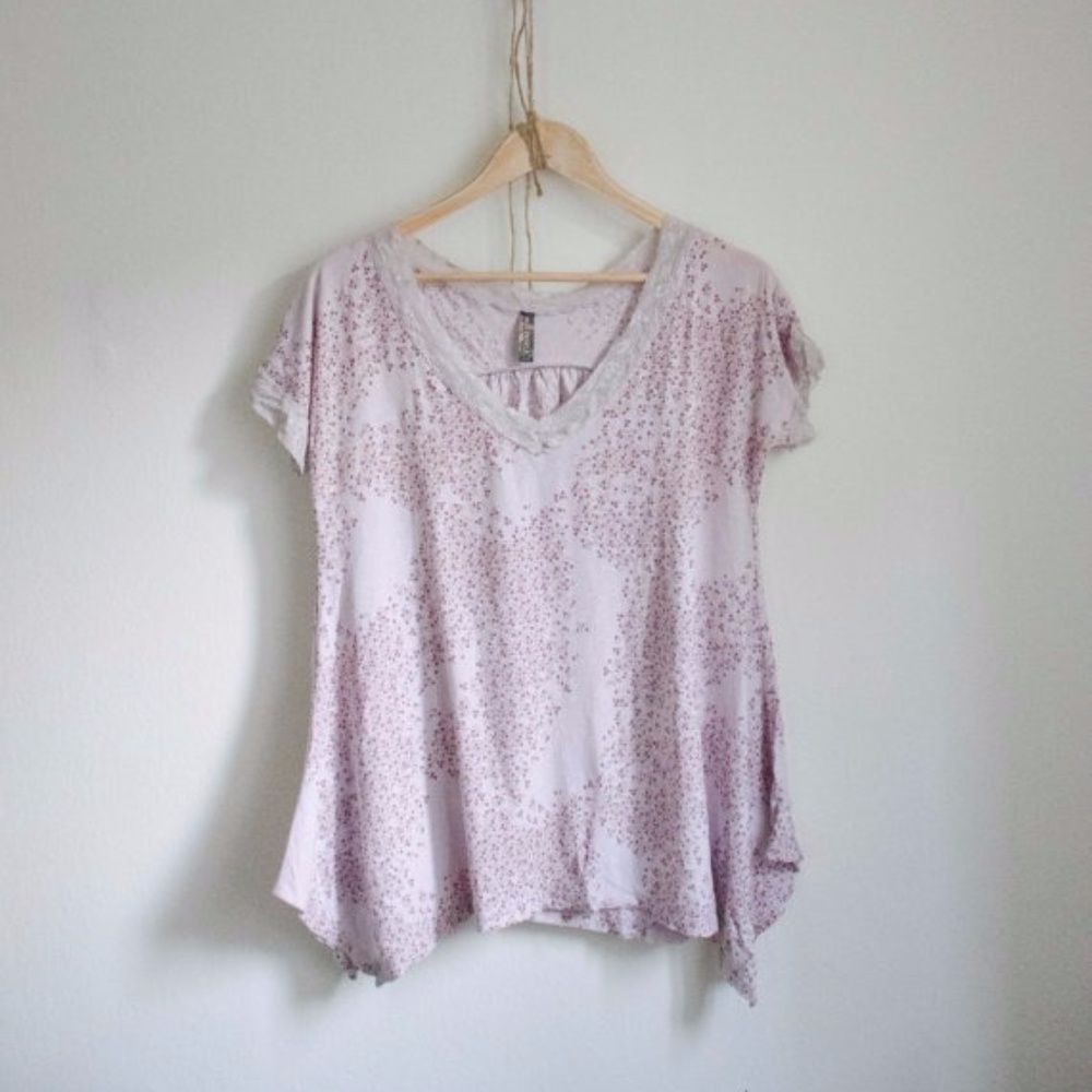 Free People Floral Short Sleeve Tee Floral Short S