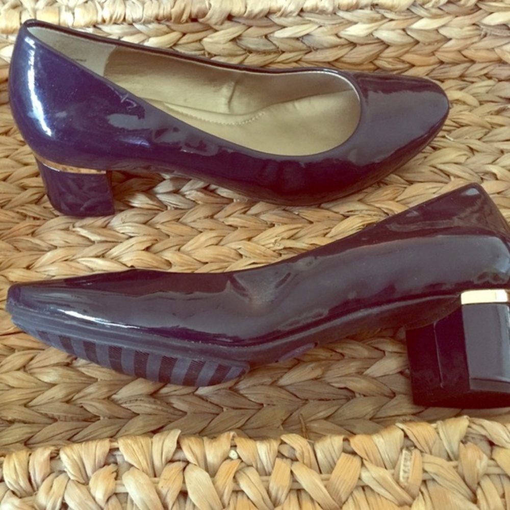 Me Too Navy Blue Block Heeled Pumps