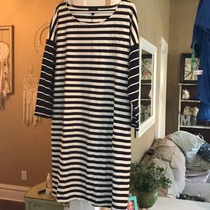 J.Crew navy and white stripped dress