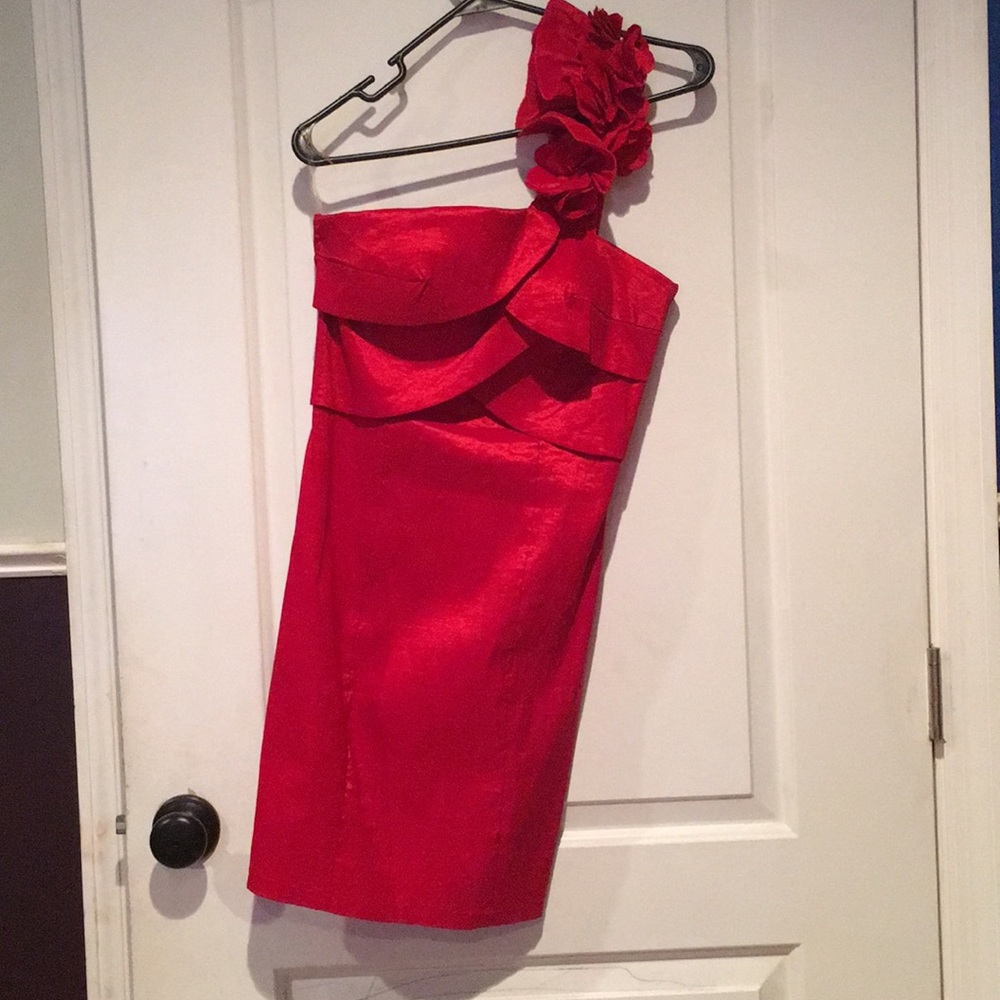 Red One Shoulder Mini Dress