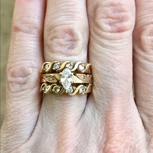 Engagement Ring, Wedding & Anniversary Bands Set