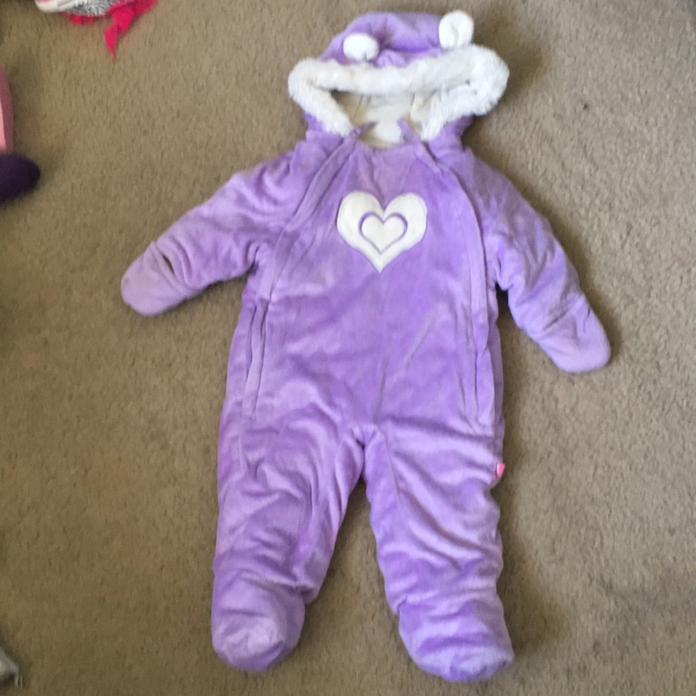 Infant girl Winter bunting fur onesie