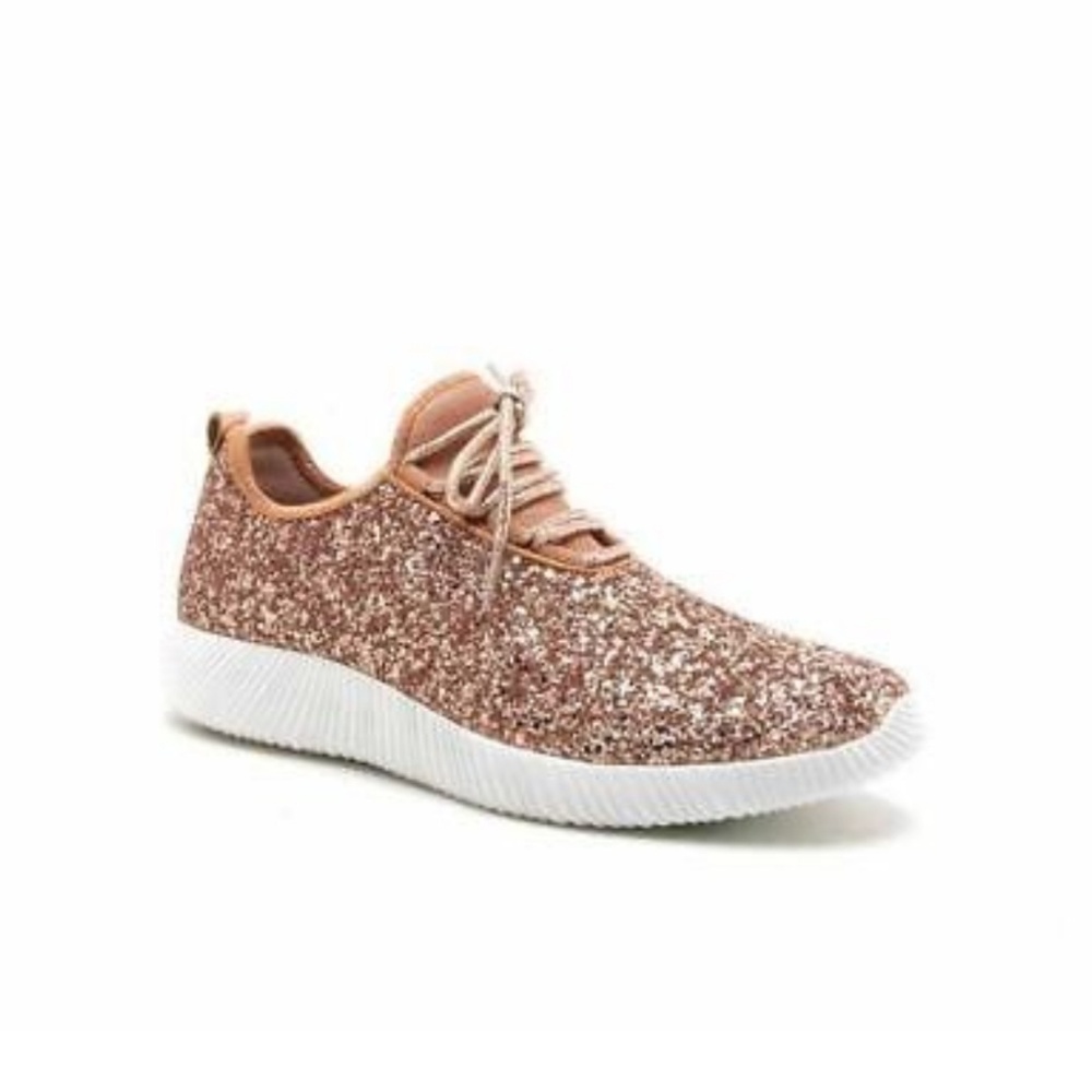 Rose Gold Gitter Tennis Shoes