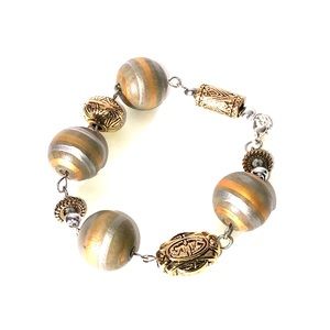 Bracelet, Slate Gold Silver, Hand Crafted