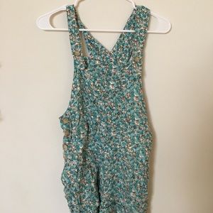 F21 floral overalls