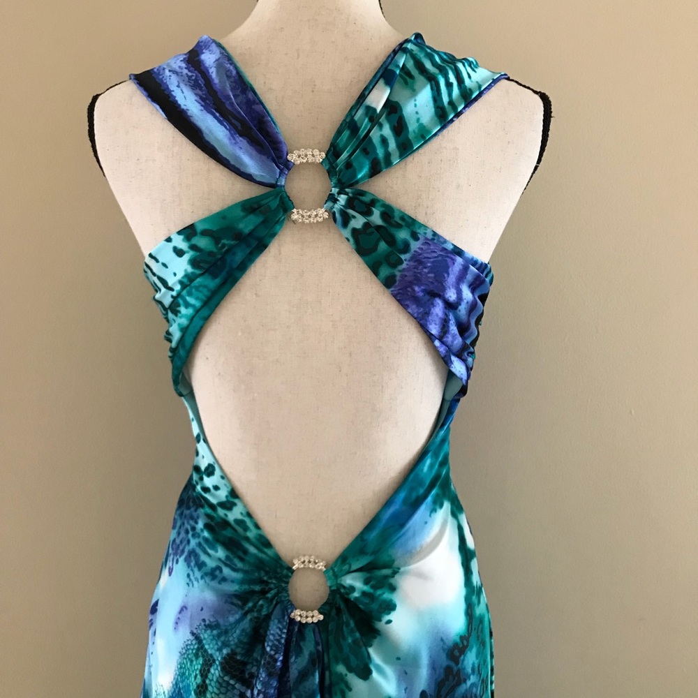 BASHLG Betsy & Adam Satin Hi-Lo Length Gown