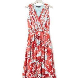 Banana Republic Floral Vee Dress in Candy Teal