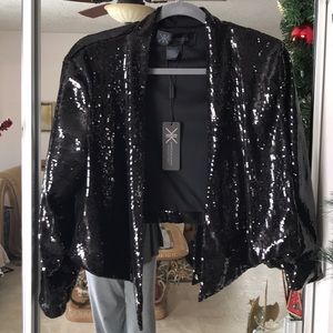 KARDASHIAN KOLLECTION BLACK SEQUIN JACKET