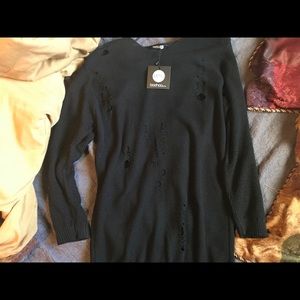 Brand new; Long sleeve Cotton Sweater with Holes ;