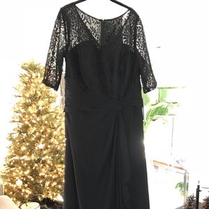 A-Line V-neck Floor length Chiffon Lace dress