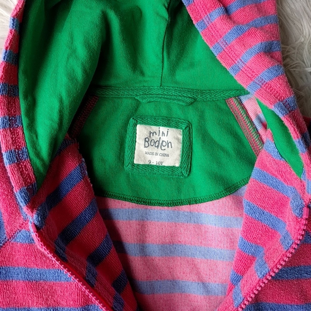 Mini Boden Toweling Zip Up Hoodie - Picture 2 of 3