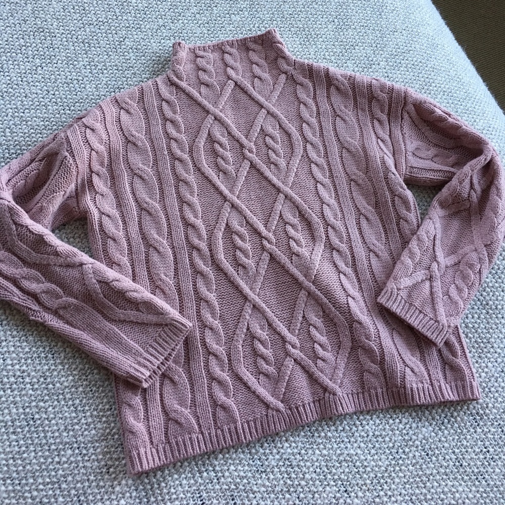 Forever 21 Dusty Pink Cable Knit Mock-neck Sweater - Picture 2 of 6