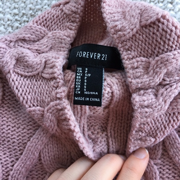 Forever 21 Dusty Pink Cable Knit Mock-neck Sweater - Picture 3 of 6