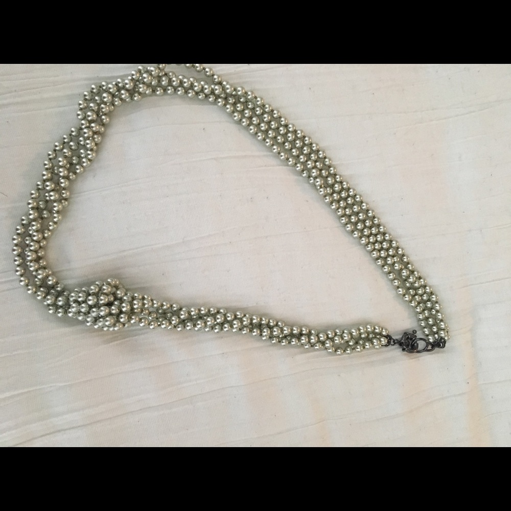 J.Crew knotted pearl multi strand necklace