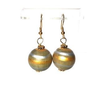 Earrings, Slate Gold Silver, Hand Crafted