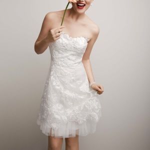 David’s Bridal Studio White Organza Dress Size 2