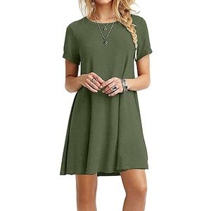 Army Green Casual T-Shirt Loose Dress