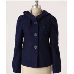 Anthropologie Elevenses Barbette Hooded Peacoat