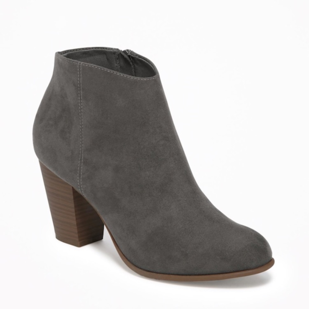 Old Navy Suede Ankle Boots charcoal gray