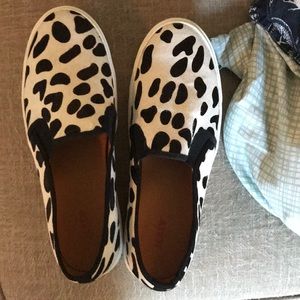 J.Crew leopard calf hair slip one