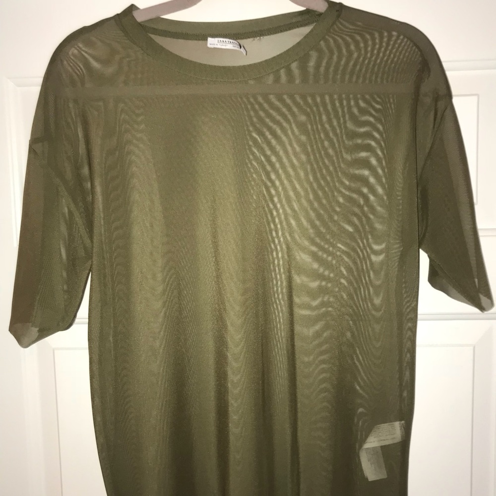 Green mesh tee shirt top