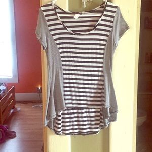 Black and white striped peplum top