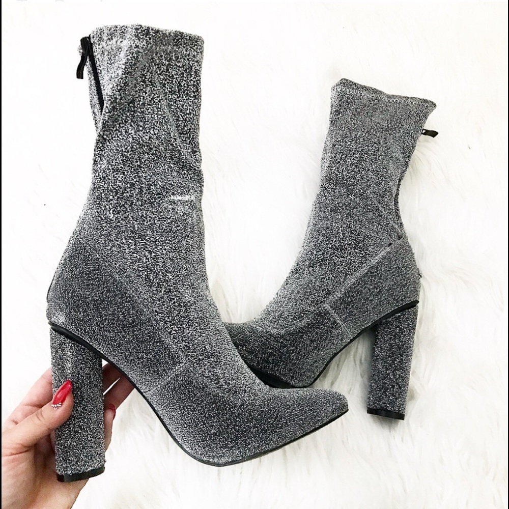 Silver Glittery Sock Booties