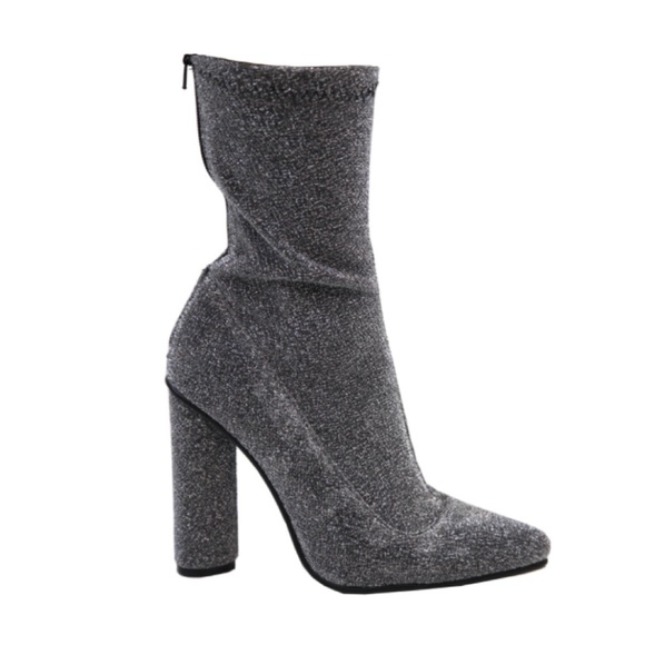 Silver Glittery Sock Booties - Picture 2 of 3