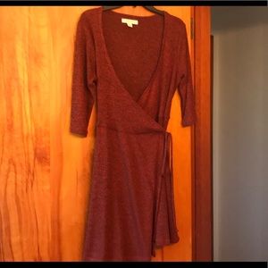 Black and Oranger Wrap Around Sweater Dress