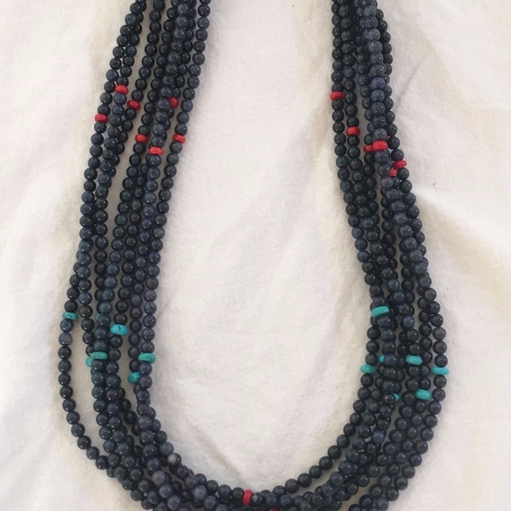 Sterling Silver Onyx Turquoise Necklace