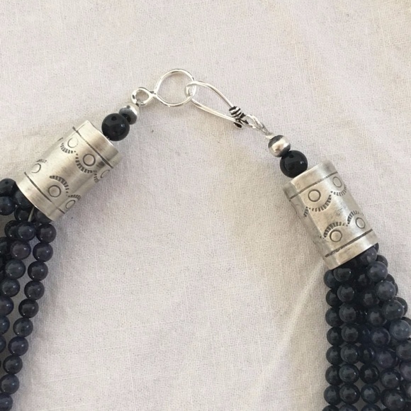 Sterling Silver Onyx Turquoise Necklace