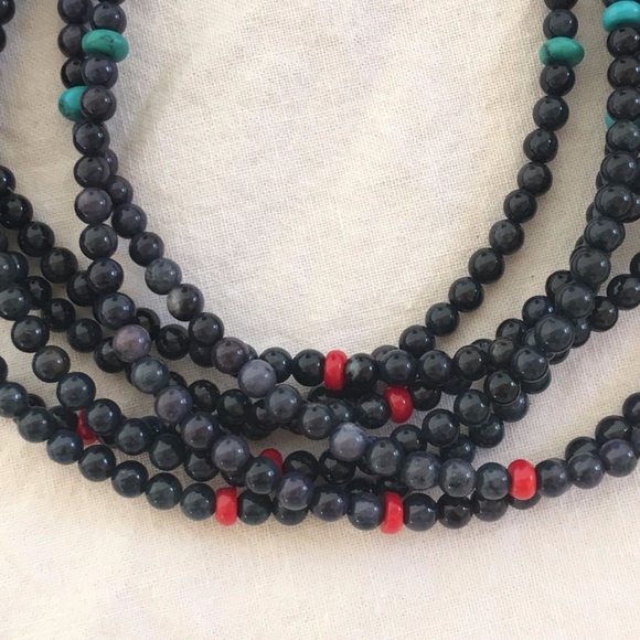 Sterling Silver Onyx Turquoise Necklace