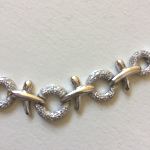 NWT Sterling Silver/Diamond Necklace Made in Italy - Picture 4 of 5