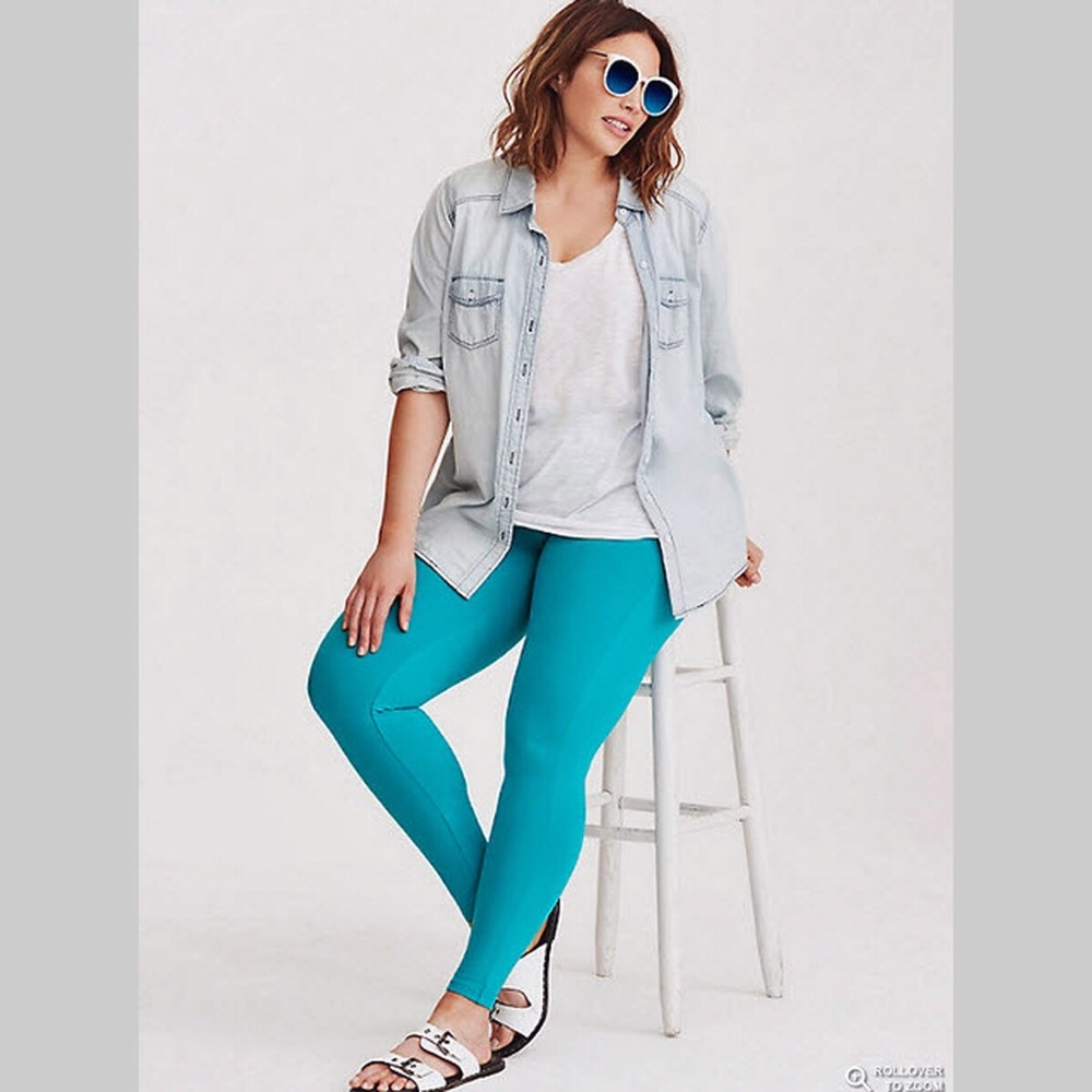 Torrid Full Length Turquoise Blue Leggings 3X NWOT