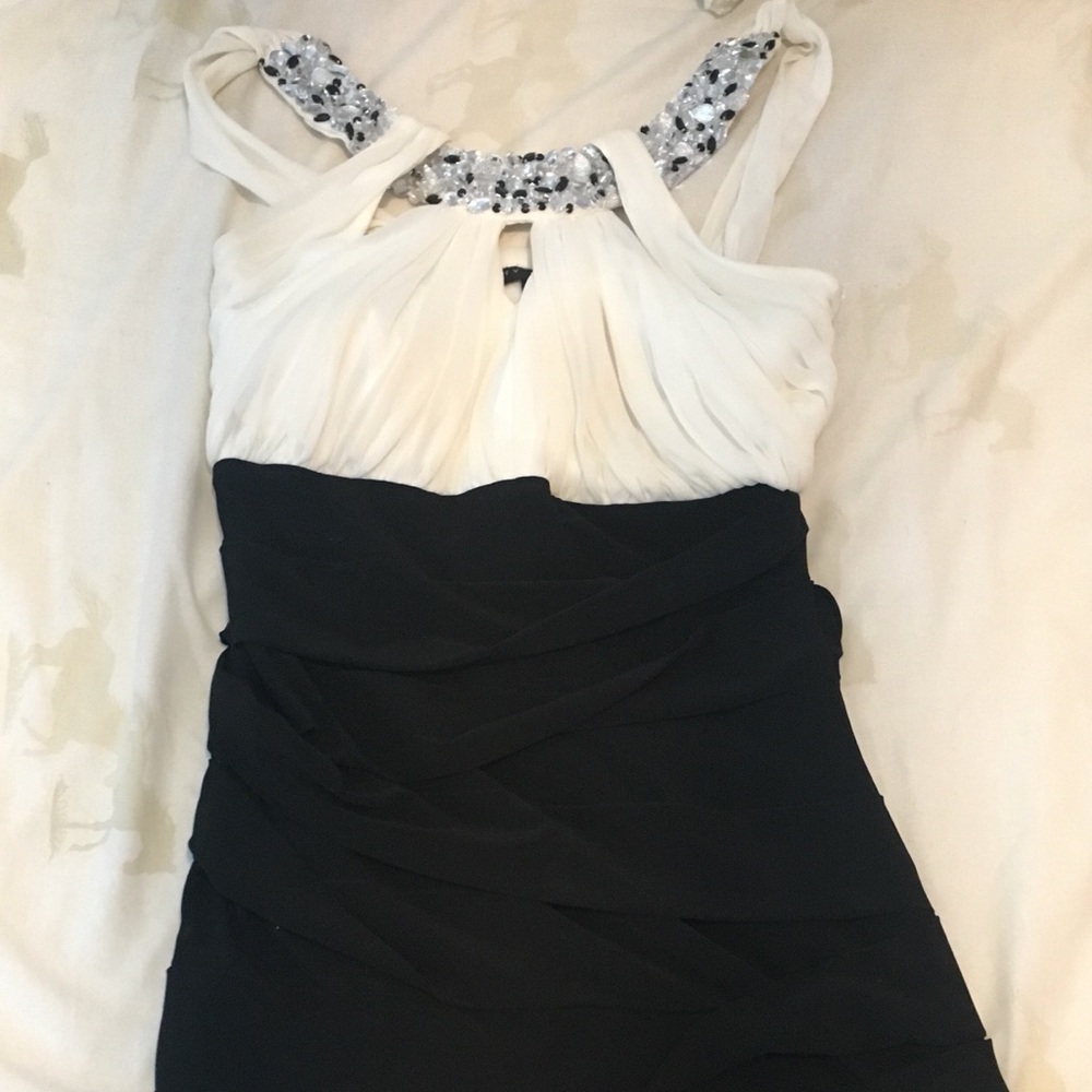 Black and white jeweled dress