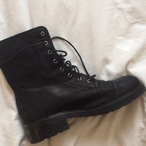 NEW ALLSAINTS LEATHER BLACK COMBAT BOOTS