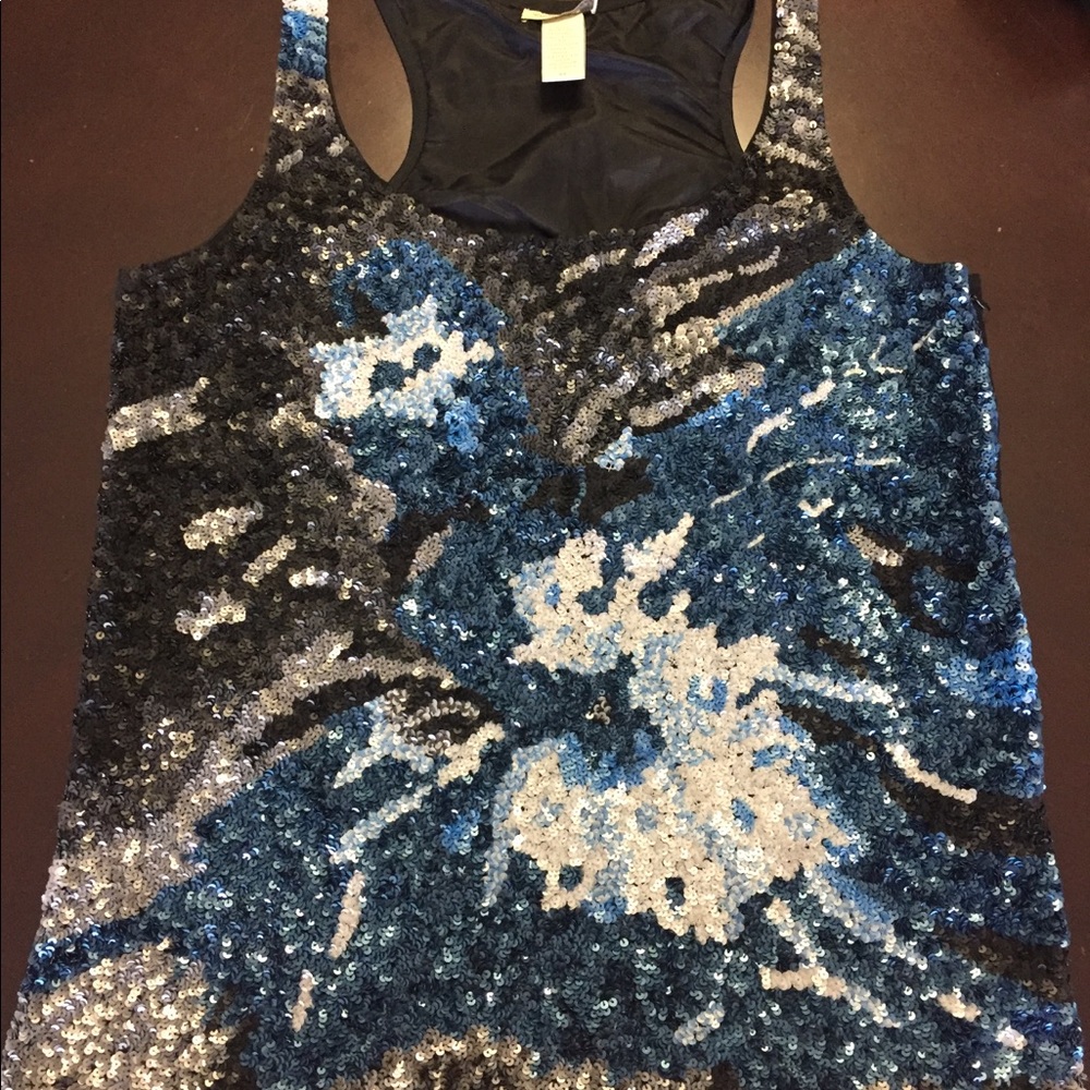 Black, Blue and Gray Sequin Tank Top Size M