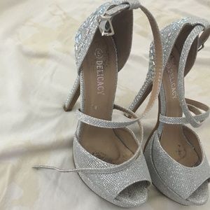 Silver glitter heels