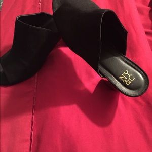 Suede like Mule with gold heel