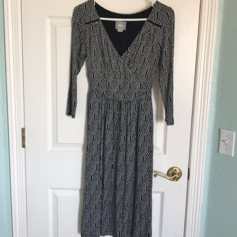 Anthropologie Maeve XS Black & White knit Dress