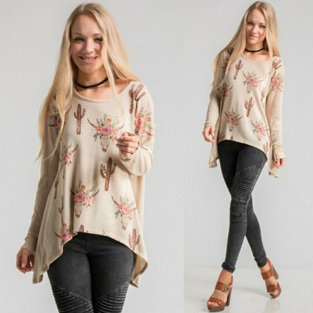 Boho Cow and Cactus Tunic