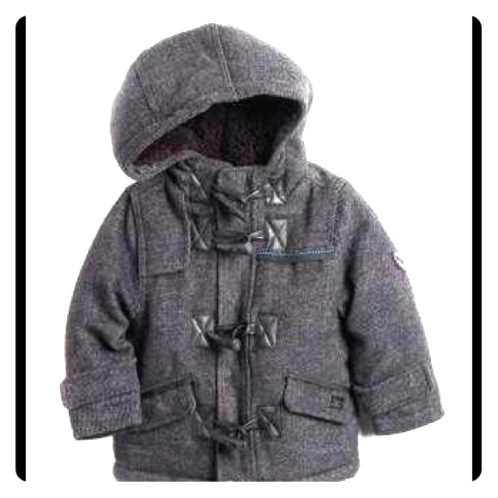 Hawks & Co pure wool, hooded, toggle-closure coat