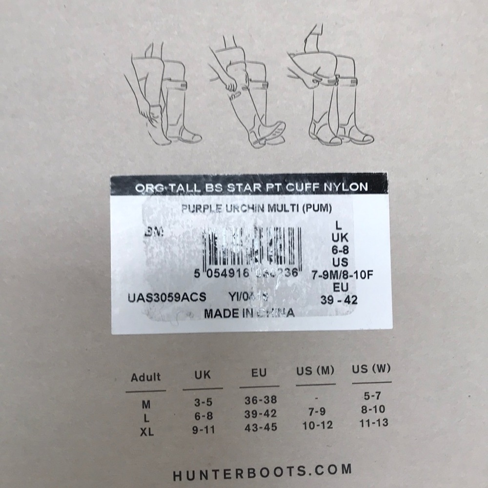 Hunter Original Tall Cuffed Boot Socks Large New - Picture 3 of 5
