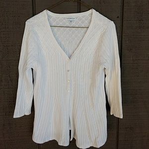 Womens Off White 3/4 Sleeve Sweater