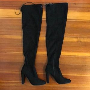 Forever 21 Black Faux Suede OTK boots