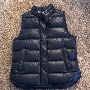 Navy blue J Crew puffer vest.