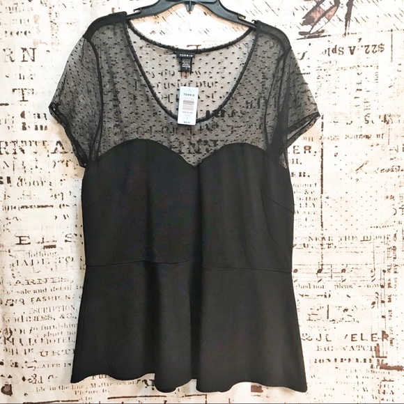 torrid Tops - ⭐️ Torrid NWT Polka Dot Mesh Peplum Top Shirt