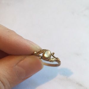 Jewelry - Delicate White Opal BoHo Ring with Leaves Jewelry - Delicate White Opal BoHo Ring with Leaves