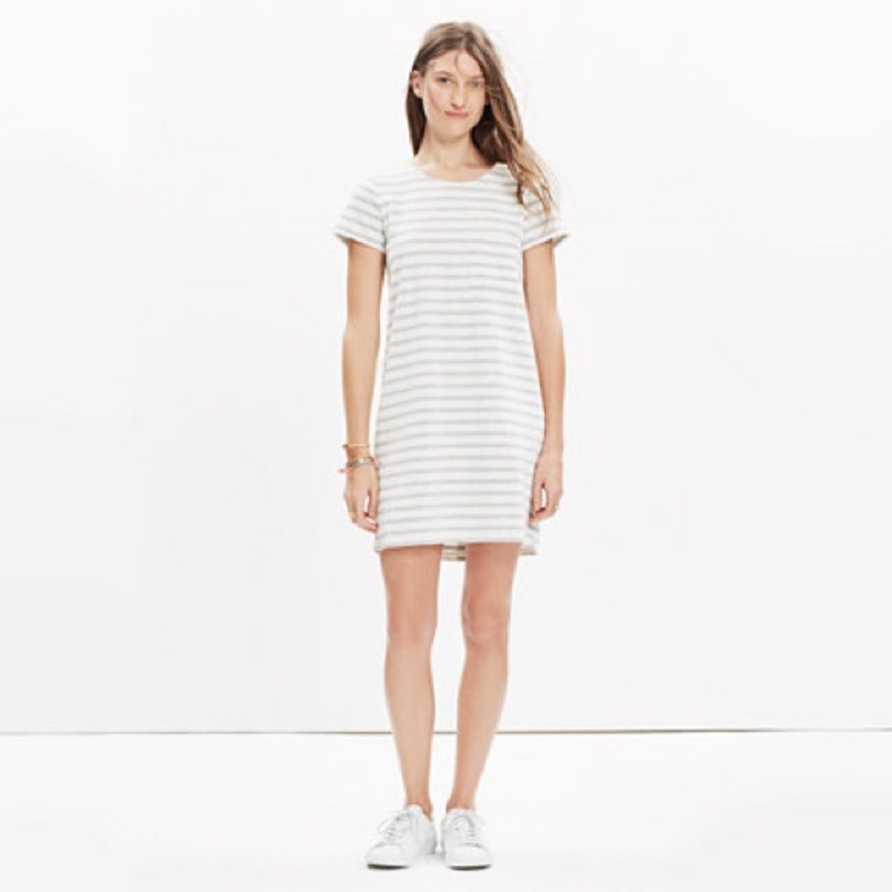 Madewell Striped Button-Back Tee Dress
