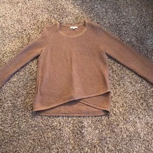 Brown Madewell sweater with cross front detail